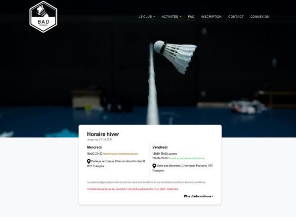 BC Prangins - Club de badminton - référence web Pixinside
