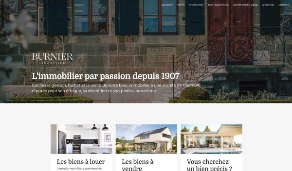 Site internet Immobiler: Burnier & Cie SA - référence web Pixinside
