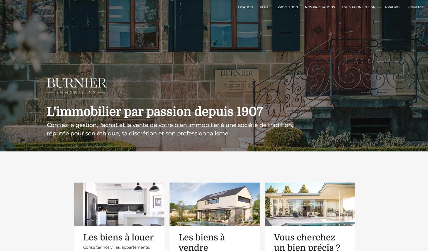 Site internet Immobiler: Burnier & Cie SA - Pixinside référence web